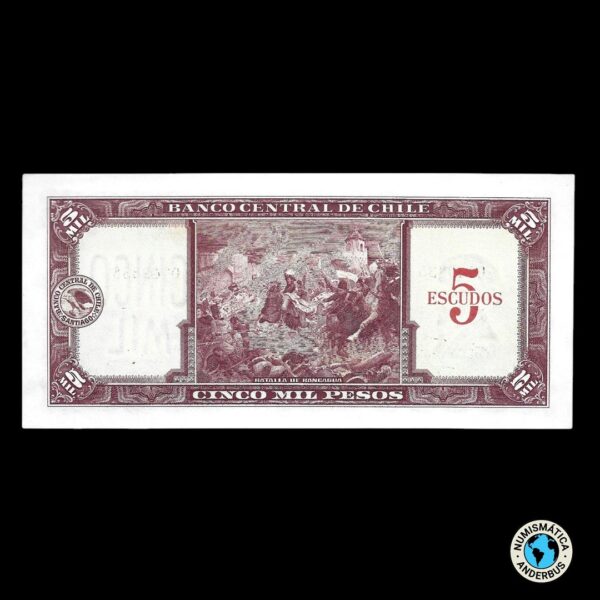 Chile 5 escudos sobre 5.000 pesos 1960-61 (ND) - Imagen 2