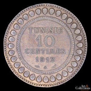 Tunez 10 centimes 1912 / Protectorado Frances- Ceca Paris / Muhammad V