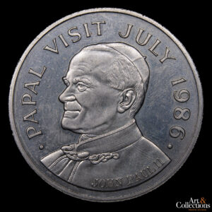 Santa Lucia 5 dolares 1986 / Visita Papal- Juan Pablo II