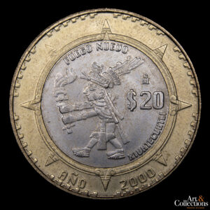 México 20 Pesos 2000 (Xiuhtecuhtli, Ceremonia Azteca del Fuego Nuevo)