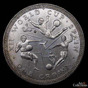 Isla de Man 1 corona 1982 - Copa del mundo de futbol España ´82