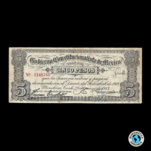 México 5 Pesos 1913 (Gobierno Constitucionalista)