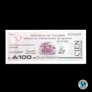 Argentina (Tucuman) 100 Australes 1989