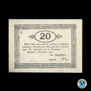 Alemania Ciudad de Hersfeld 20 marcos 1918 / "Cancelado"