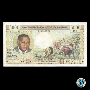 Madagascar 5.000 francos 1966 / PICK#60a
